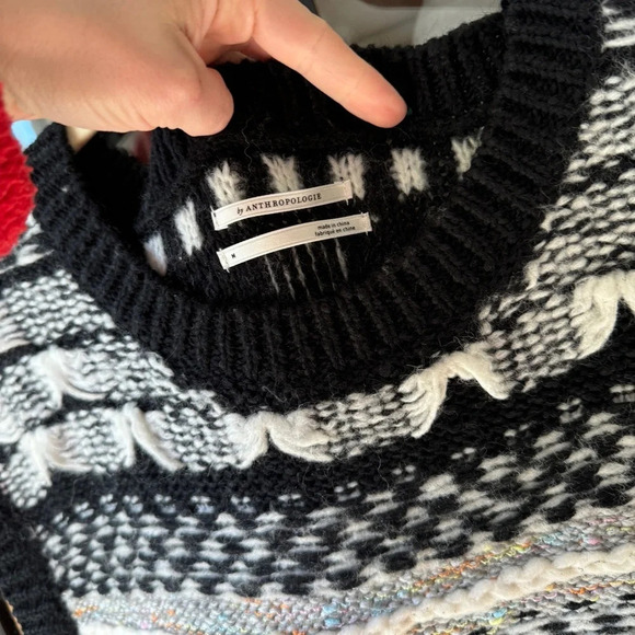 Anthropologie Knit Prussia Sweater Vest textured wool scoop neck stripes rainbow - Picture 2 of 8